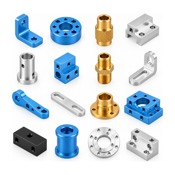 CNC machined parts in aluminum and brass